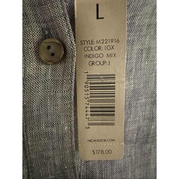 NIC+ZOE Drifty Linen Shirt Dress blue button up large - Picture 7 of 7